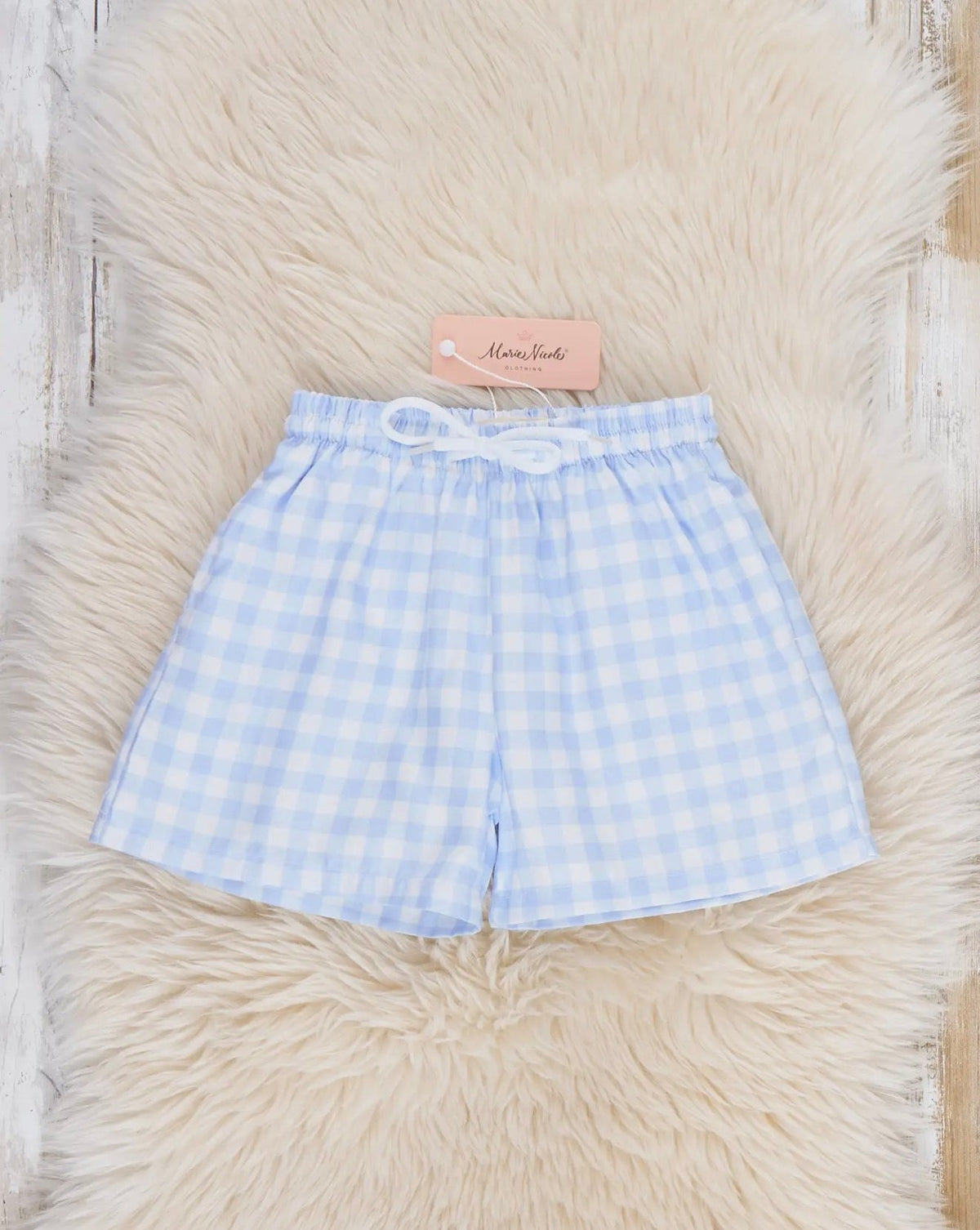 Blue Gingham Boys Swim Shorts