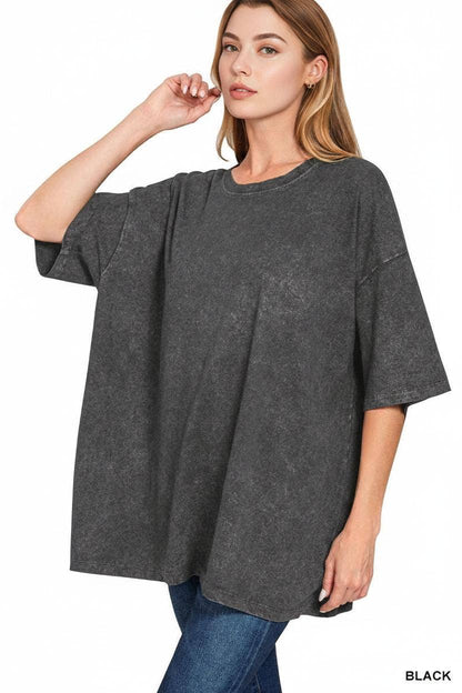Acid Wash Oversized Cotton Tee - Zenana