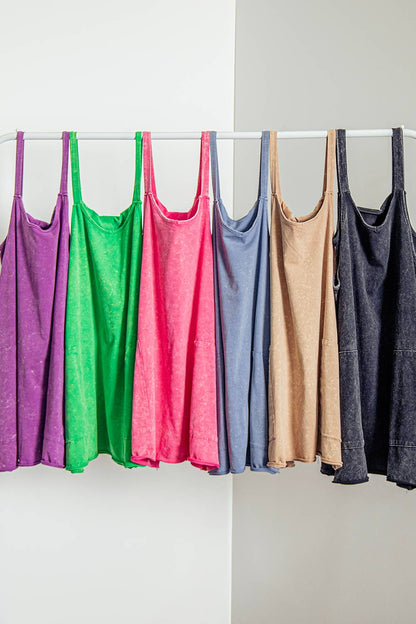 Women's Mineral Washed Mini Dress with Built-In Shorts