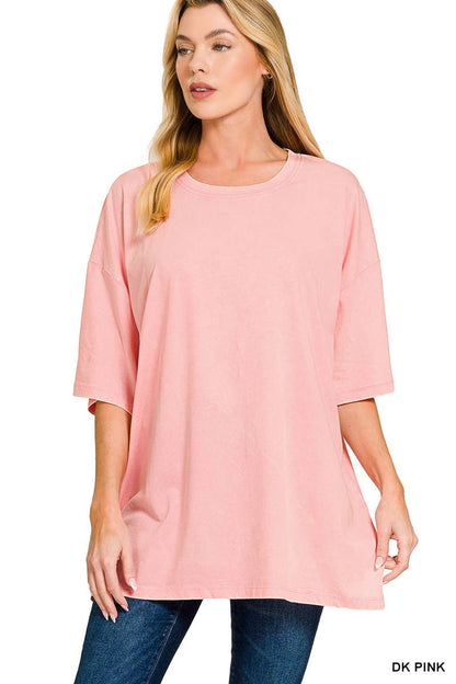 Acid Wash Oversized Cotton Tee - Zenana