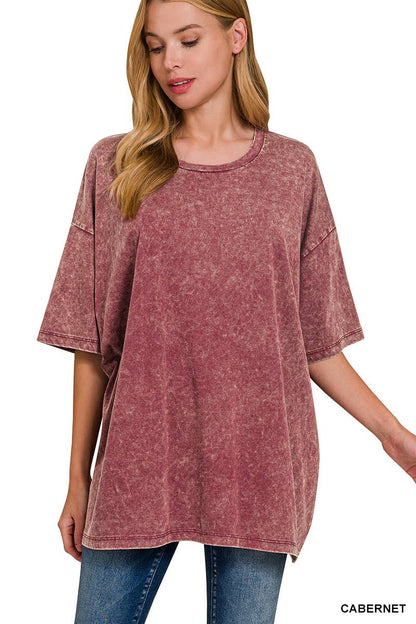 Acid Wash Oversized Cotton Tee - Zenana