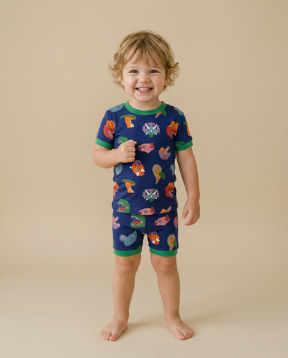 Dino Party Bamboo Boys Girls Infants Short Sleeve PJs