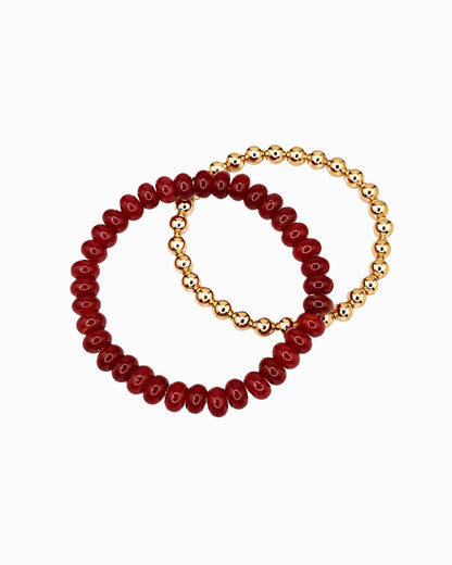 2 Layered Semi-Precious Beaded Bracelet Set