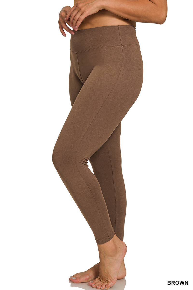 Plus Microfiber Soft Waistband Full Length Leggings - Zenana