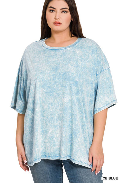 Plus size Washed Cotton Oversized Boyfriend Tee - Zenana