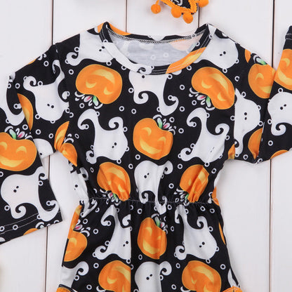 Infant Girl's Halloween Pom Pom Romper