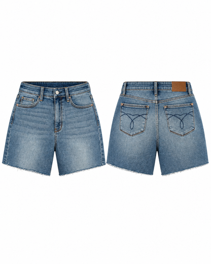 Judy Blue High Waist Raw Hem Jean Shorts
