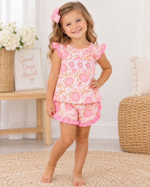 Kids Turtle Print Short Set
