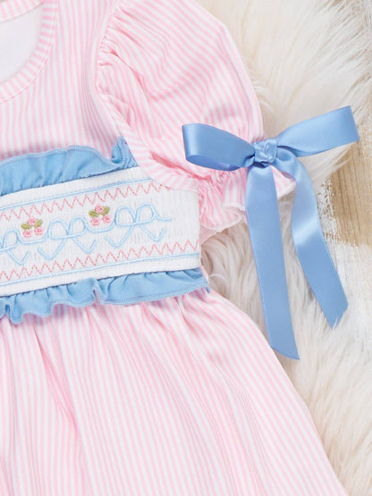 Dainty Bow Smocked Bell Bottom Outfit