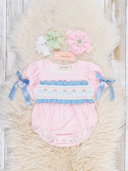 Dainty Bow Smocked Bubble Romper