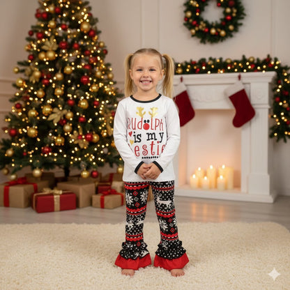 Girl's Christmas Rudolph is My Bestie Boutique Outfit