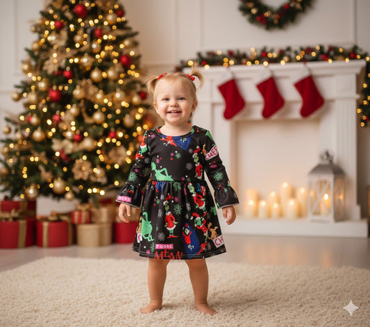 Girl's Christmas Grinch You're A Mean One Dress