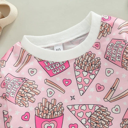 Girl's Valentine's Day Fries Before Guys Oversized Bodysuit