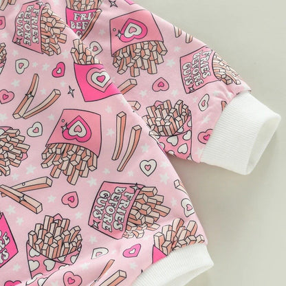 Girl's Valentine's Day Fries Before Guys Oversized Bodysuit