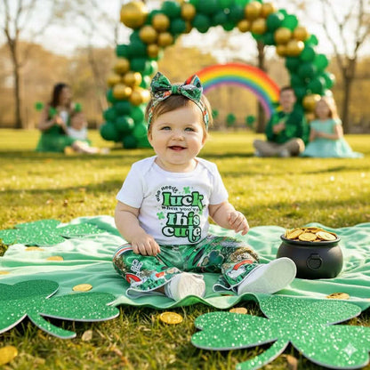 Girls’ “Who Needs Luck When You’re This Cute” St. Patrick’s Day Outfit