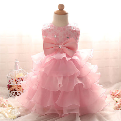 Girl's Solid Colored Ruffle Easter Dress