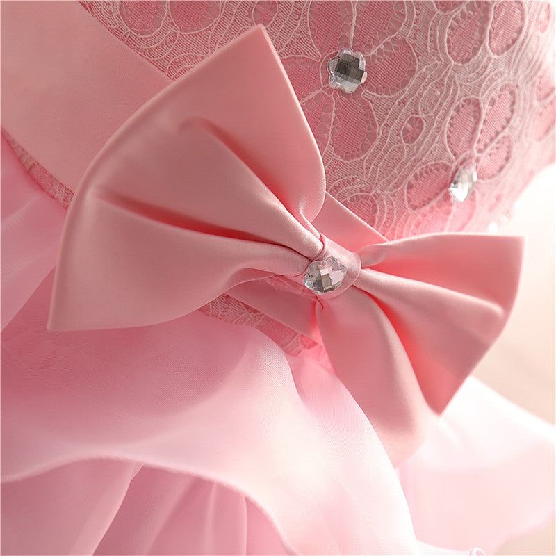 Girl's Solid Colored Ruffle Easter Dress