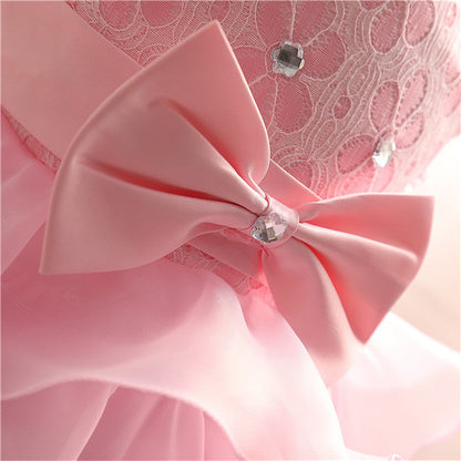 Girl's Solid Colored Ruffle Easter Dress