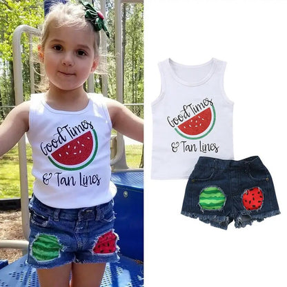 Girl's Good Times & Tan Lines Watermelon Outfit