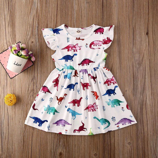 Girl's Dinosaur Print Dress