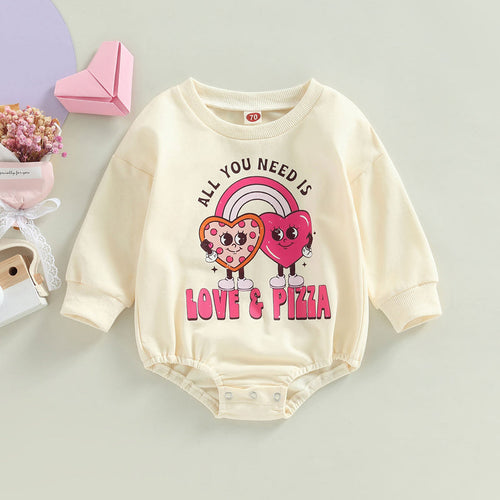 Girl's Love & Pizza Oversized Sweatshirt Bodysuit