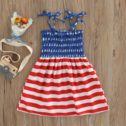 Girl's Patriotic American Flag Dress