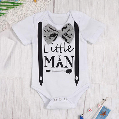 Boy's Mustache Print Little Man Outfit
