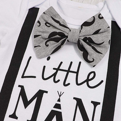 Boy's Mustache Print Little Man Outfit
