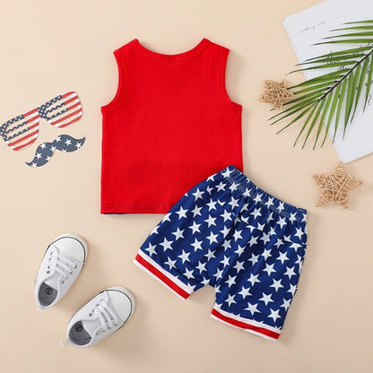 Boy's Fourth of July Patriotic Color Block Outfit