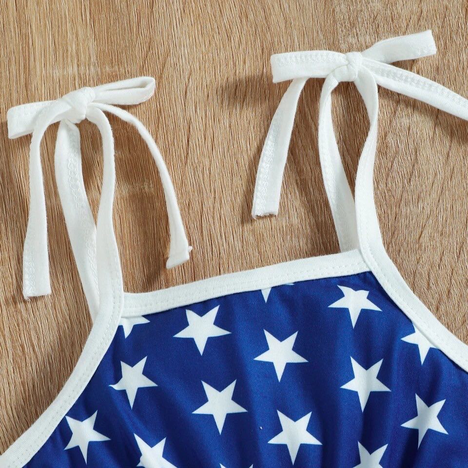 Girl's Fourth of July Stars & Stripes American Flag Romper