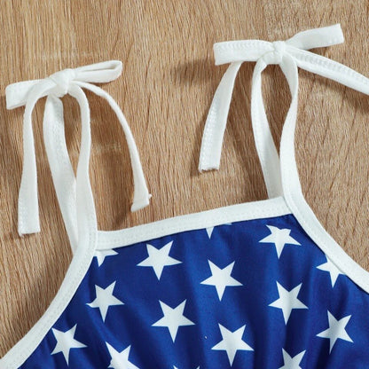 Girl's Fourth of July Stars & Stripes American Flag Romper