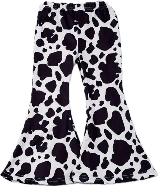 Girl's Cow Print Bell Bottom Pants