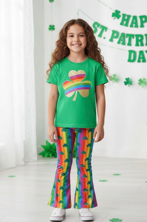 Girls’ Rainbow Shamrock St. Patrick’s Day Outfit