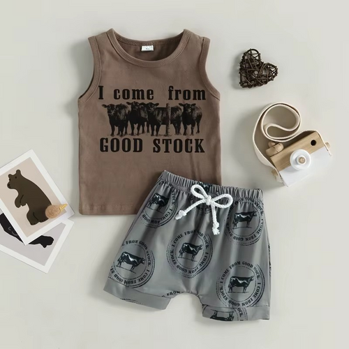 Boy's I Come From Good Stock Shorts Outfit