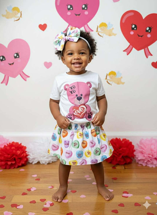 Girl's Handmade Conversation Hearts Valentine's Day Outfits