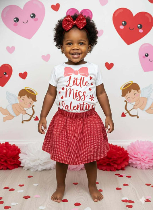 Handmade Toddler Girl Valentine Outfits – Red Hearts Skirt Collection
