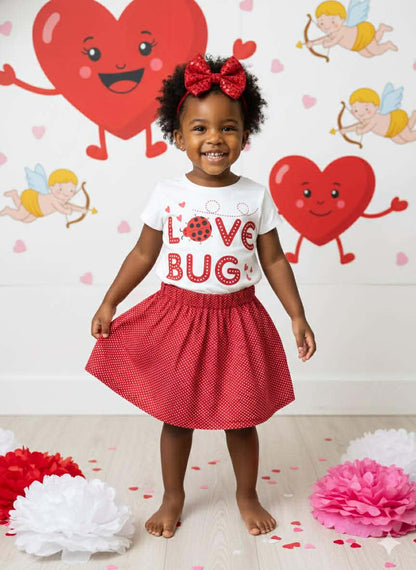 Handmade Toddler Girl Valentine Outfits – Red Hearts Skirt Collection