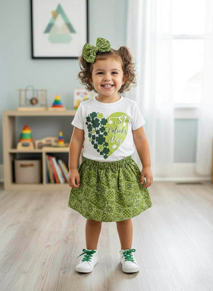 Handmade Girl's St. Patrick's Day Outfits- Green Bandana Collection