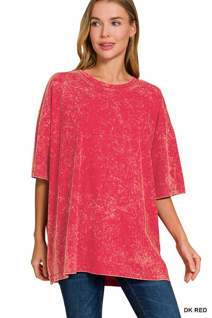 Acid Wash Oversized Cotton Tee - Zenana