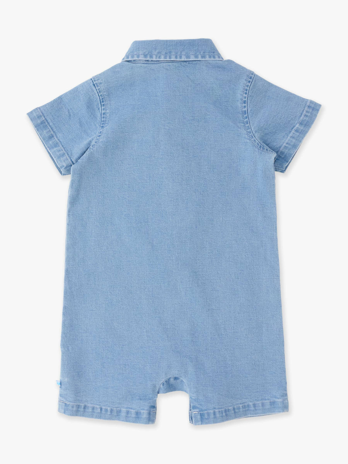 Baby Boys Light Wash Denim Button-Up Romper