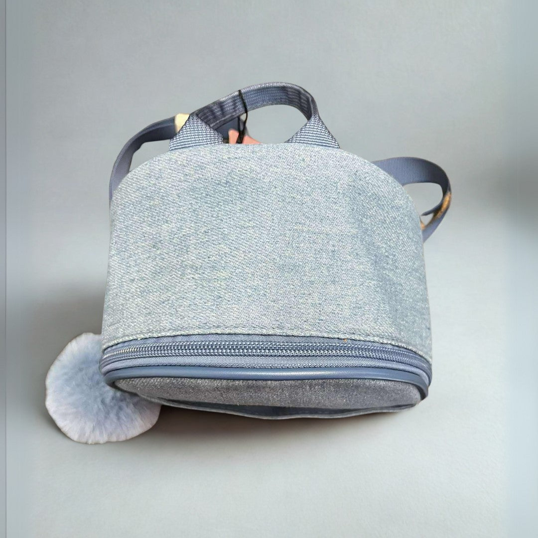 Denim Blue Rhinestone Studded Mini Backpack