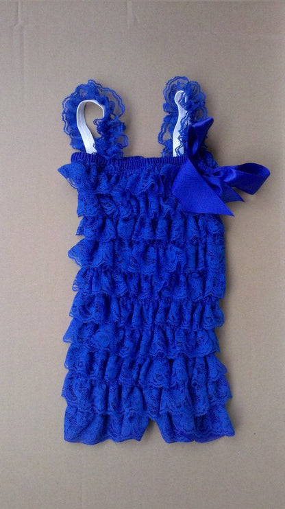 Girl's Solid Colored Lace Petti Rompers