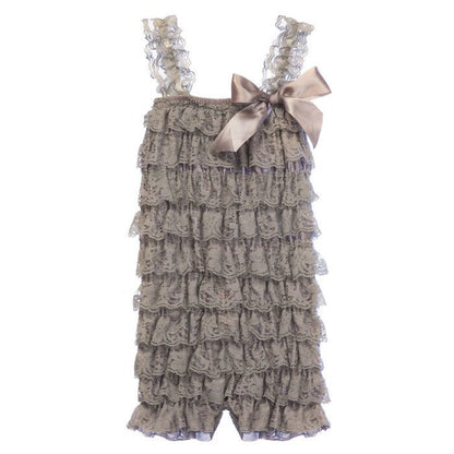 Girl's Solid Colored Lace Petti Rompers