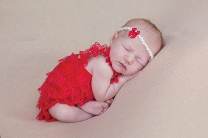Girl's Solid Colored Lace Petti Rompers